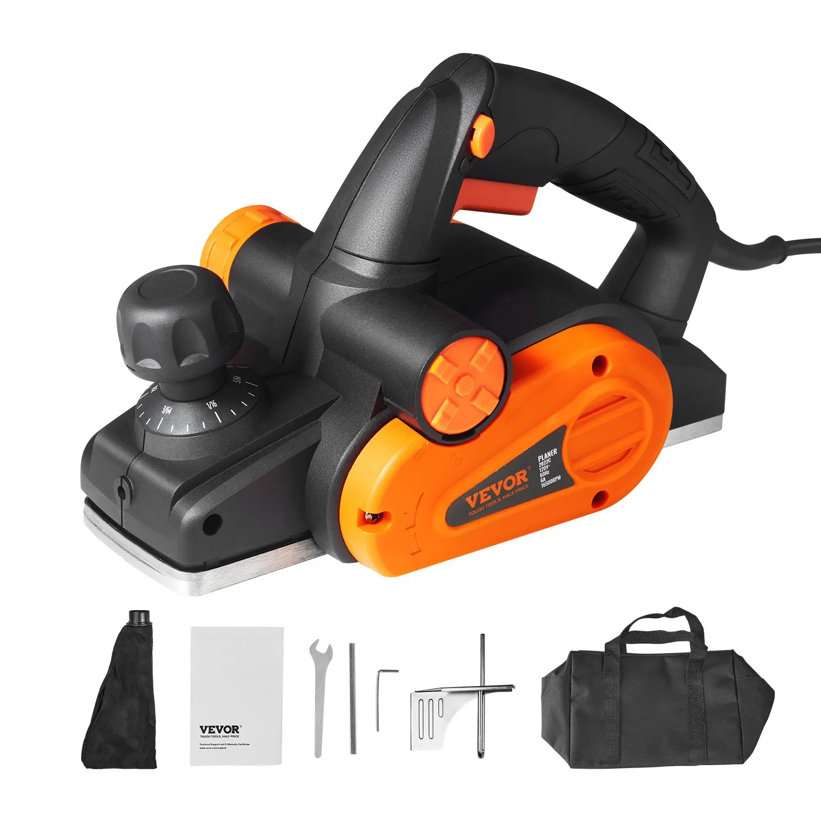 【DealsForYouDays】VEVOR Electric Hand Planer, 3-1/4" width Corded Electric Hand Planer, 16500 RPM High-Speed Powerful Electric Handheld Planers for Woodworking, Wood Chamfer DIY, Smooth Finish Carpentry Tool, FCC-SDoC