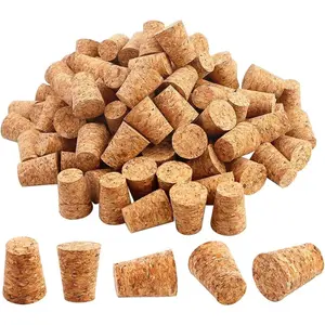 100 Pieces #7 Tapered Cork Plugs, Premium Blank Wine Corks Wine Stoppers Replacement Corks, 0.8 x 0.6 x 1 Inch