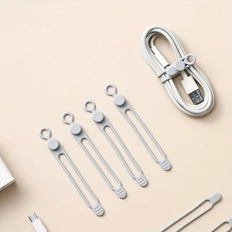 10pcs Reusable Silicone Cable Tie, Multipurpose Cable Organizer For Cords, Wires And Cables, Desk Organizer For Home And Office, Multifunctional Cable Tie