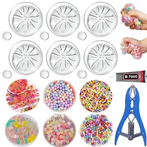 DIY Stress Ball Making Kit, Includes 6 Filling Packs, 6 Transparent Skin Pieces, 15ML Glue, Expansion Tool, Ideal for Adults and Beginners
