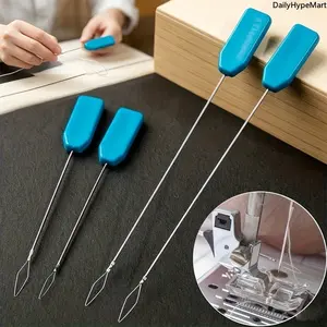 2 Pack Universal Metal Sewing Machine Needle Threader, Rust Resistant Sewing Aid Tool