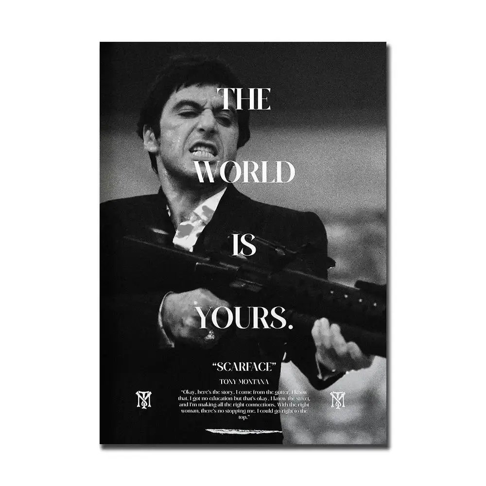 Classic Movie Wall Art Scarface, HD Canvas Print Poster, Suitable for Home, Living Room, Room Decoration Painting