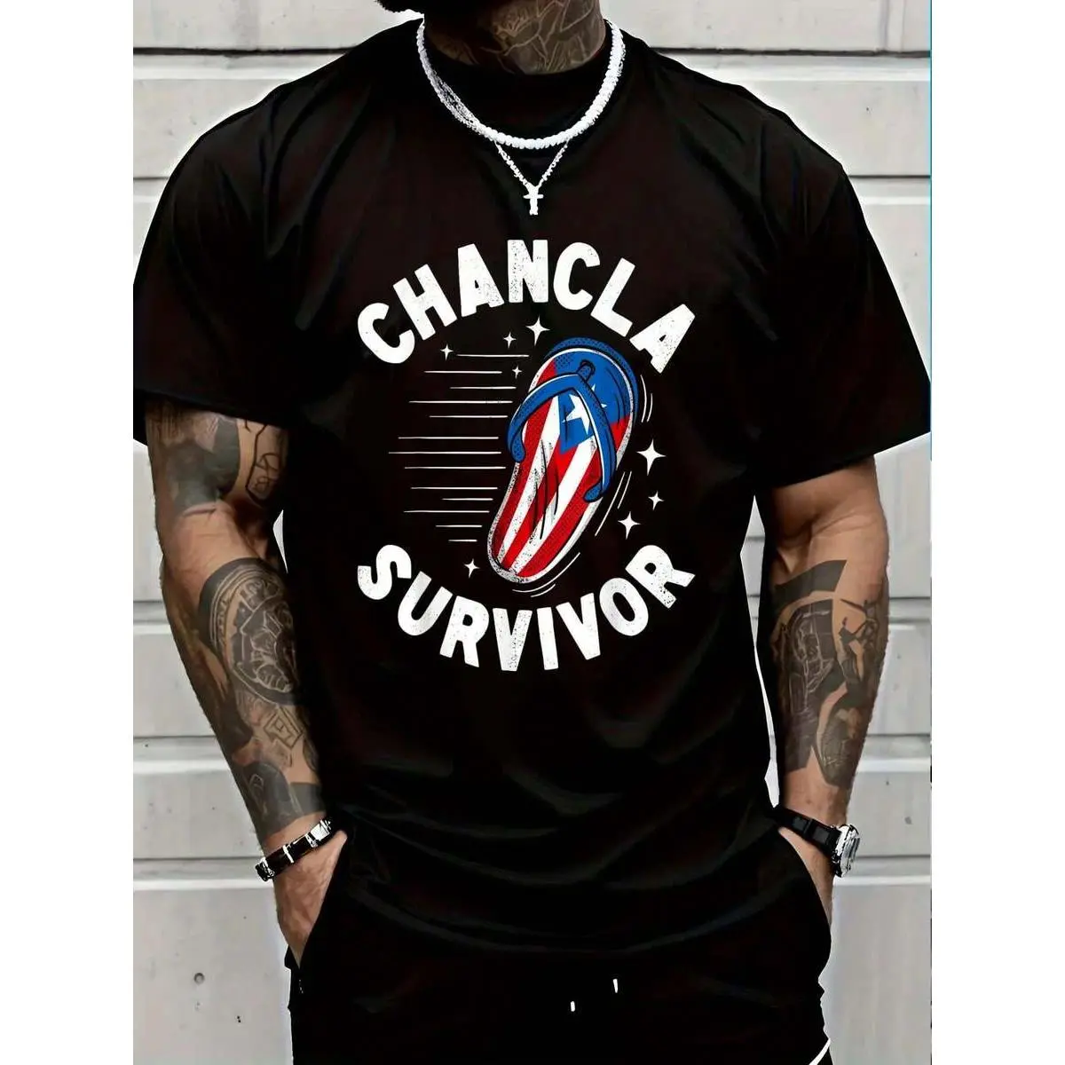 100% Cotton Chancla Survivor Puerto Rican Puerto Rico Funny Spanish Joke T-Shirt Women's Men Graphic Tee