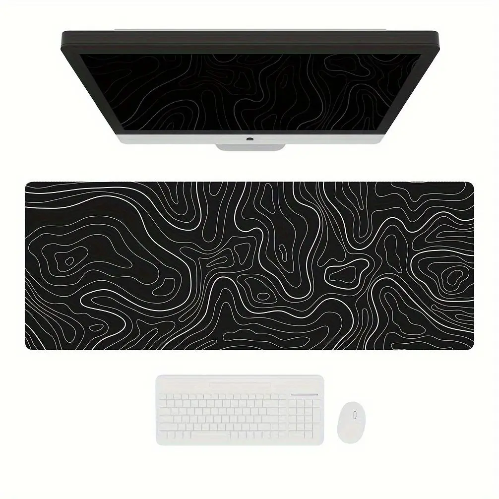 Terrain Map Gaming Mouse Pad, Large and Desk Mat with Non-Slip Rubber Base, Ideal for Keyboard and Mouse Setup, Desk Accessories