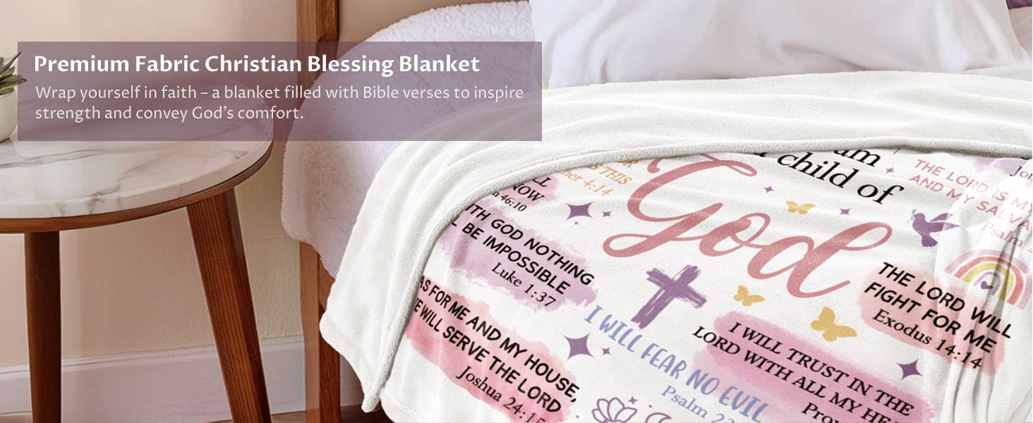 Baptism Gifts for Girl, I Am a Child of God Blanket, Christian Gifts for Women Birthday, Teen Girl Gifts Trendy Stuff, Inspirational Confirmation & First Communion Gifts for Girls(50 * 60)