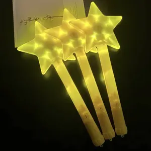 Large fluorescent star stick, yellow concert support stick, flashing pentagram light stick for performances and events, suitable for stalls