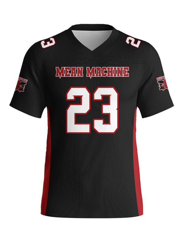 Men's American Football Jersey, Mean Machine Megget #23, Classic Vintage V Neck, Quick Dry Sweat Absorbent, Indoor & Outdoor Sports Wear, Jersey Top