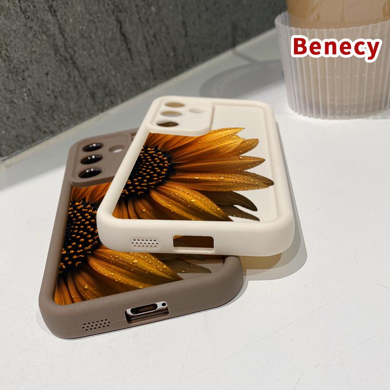 Phone Case Compatible with Samsung Galaxy S26 S23 Ultra S24 Plus S25 S22 Sunflower with Dew Full Body Protection Shockproof Soft Silicone Cover