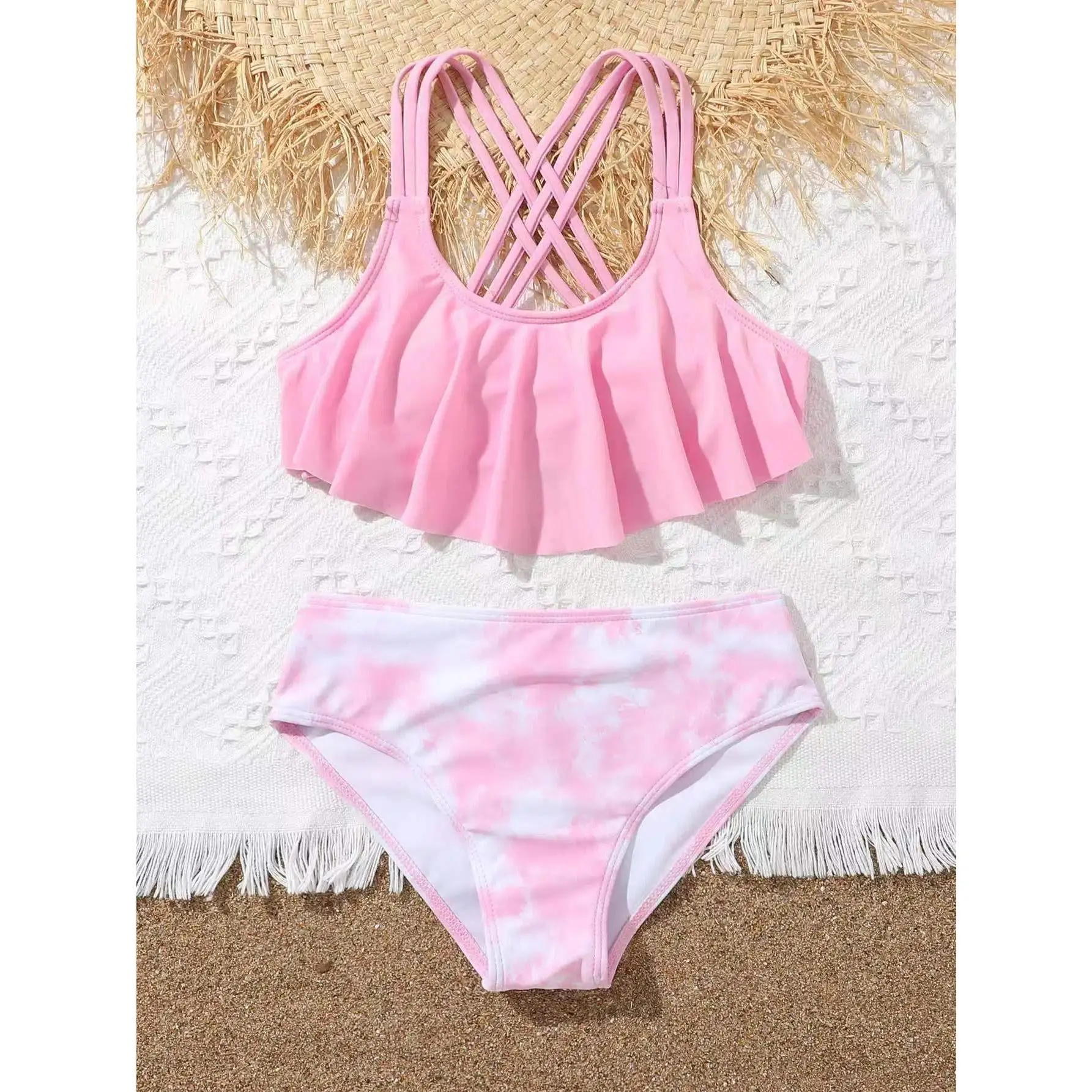 2026 Ruffle 2-Piece Bikini, Beachwear for Women, Female Kids Child Sizes Swimwear Bathers for Beach Swimming, Two-Pieces