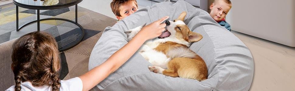 Stuffed Animal Storage Bean Bag Cover Pets Dogs/Cats Lazy Beds. Washable Ultra Soft Corduroy Stuffed for Organizing Plush Toys or Textile, Sack Bean Bag