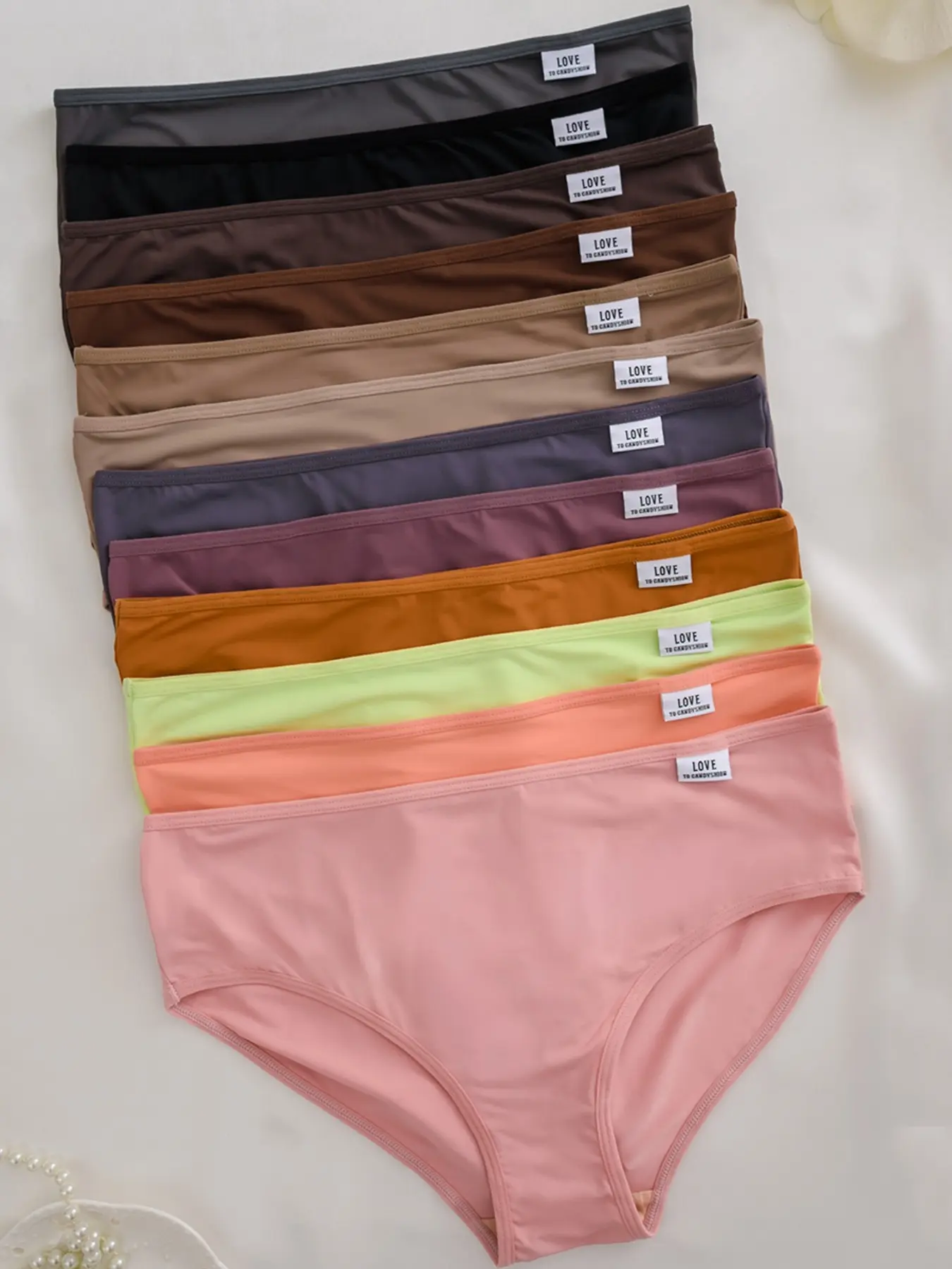 12 Pcs Women's Basic Underwear Solid Color Triangle Panties Set, Multi-Color Options, Comfortable Casual Everyday Bikinis for All Seasons