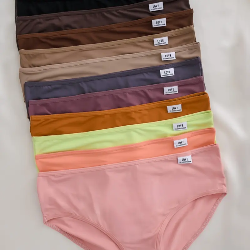 12 Pcs Women's Basic Underwear Solid Color Triangle Minimalist Panties Set, Multi-Color Options, Comfortable Casual Everyday Bikinis for All Seasons Plain Panty