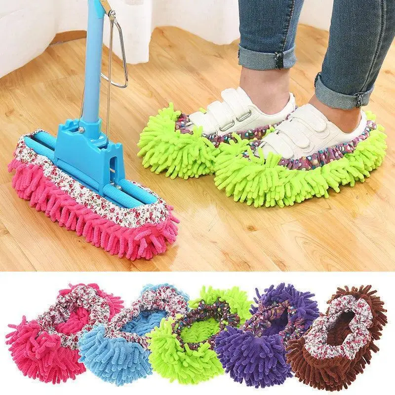 4pcs Multifunction Floor Dust Cleaning Slippers Shoes Lazy Mopping Shoes Home Floor Cleaning Micro Fiber Cleaning Shoes