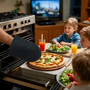 Multi-Layer Durable Kitchen Oven Gloves, Heat Resistant Non-Slip Cooking Mitts, Food Grade Temperature Control BBQ Gloves for Holidays