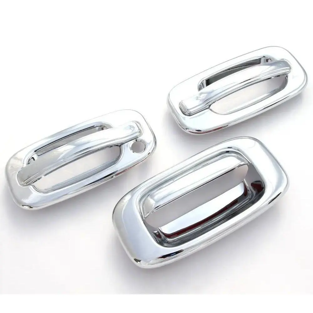 One Set of ABS Chrome Door Handle & Tailgate Covers Overlays For 1999-2006 Chevy Silverado 1500 2500 3500 (2 Doors)