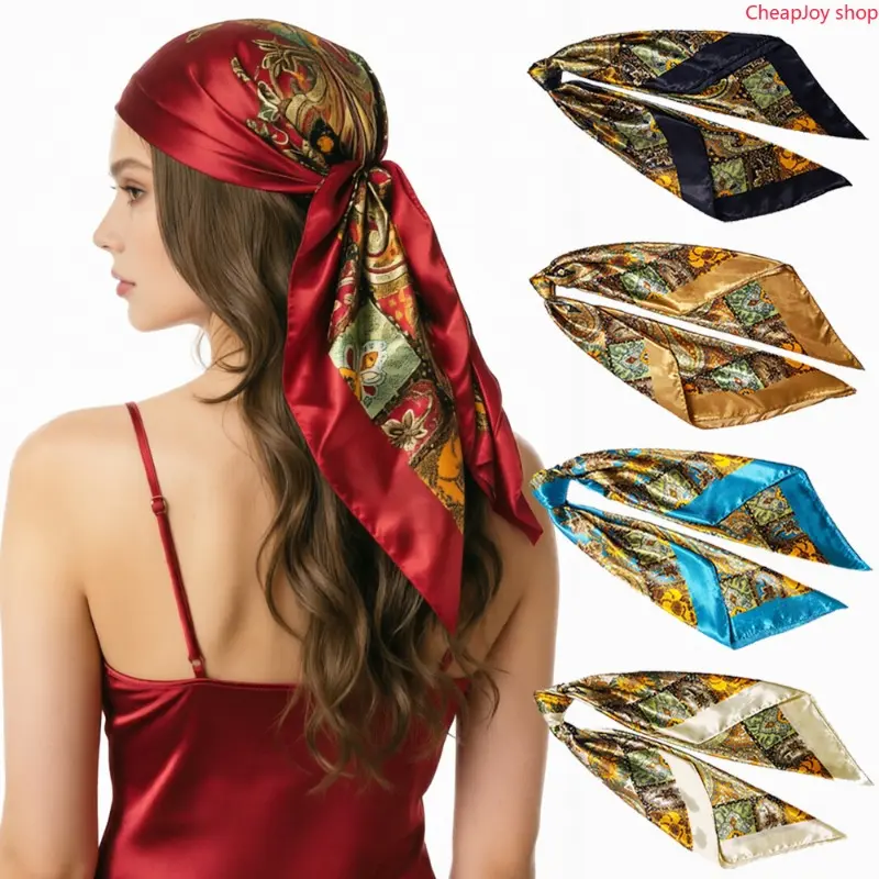 Women's Paisley Bandana, 90cm Classic Cashew Floral Head Scarf, Trendy Versatile Head Wrap, Soft Lightweight Fashion Accessory for Daily Wear, Outdoor Activities and Styling Matching