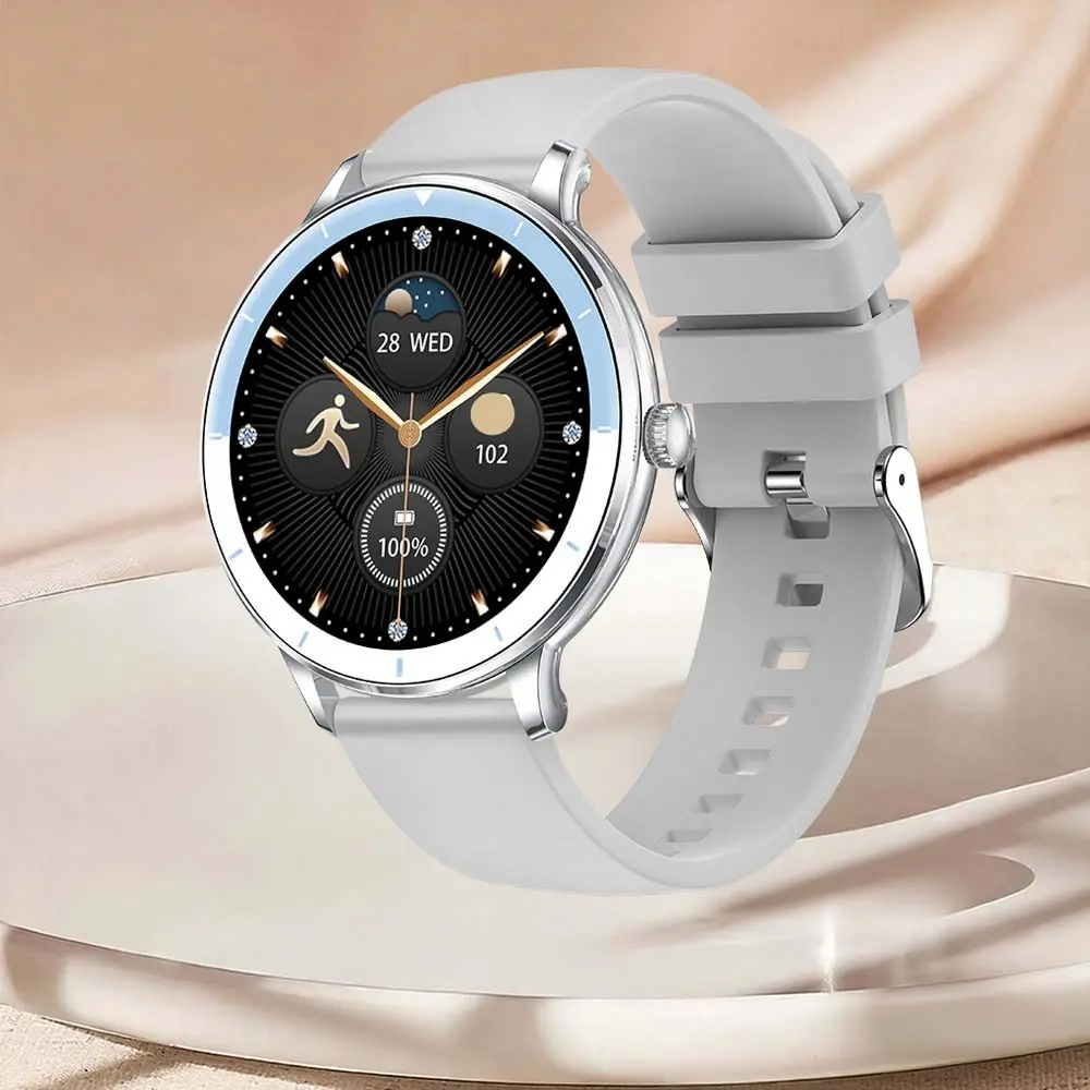 Women Smart Watch 1.26 Inch HD Screen Compatible Android And iOS Phone Answer/Make Calls Fitness Tracker Step Counter Running Watch 100 Sports Waterproof Smartwatch Ladies Fashion Trendy Multifunctional Watch