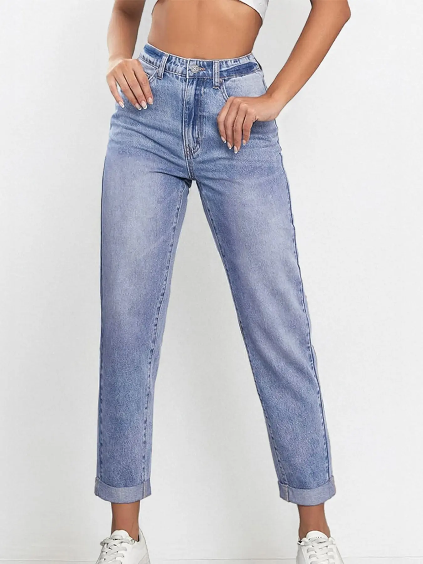 Women's Versatile Mid-Rise Straight Leg Denim Jeans, Street Womenswear#TikTokMadeMeBuyIt #CasualChic#Bottoms