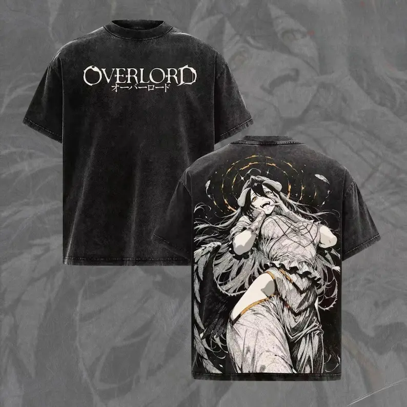 Washed Dark Guardian Fantasy Villain Anime Graphic T Shirt Unisex Crew Neck Gothic Manga Casual Shortsleeve Top Alt Streetwear Apparel Gift For Dark Fantasy Anime Fans