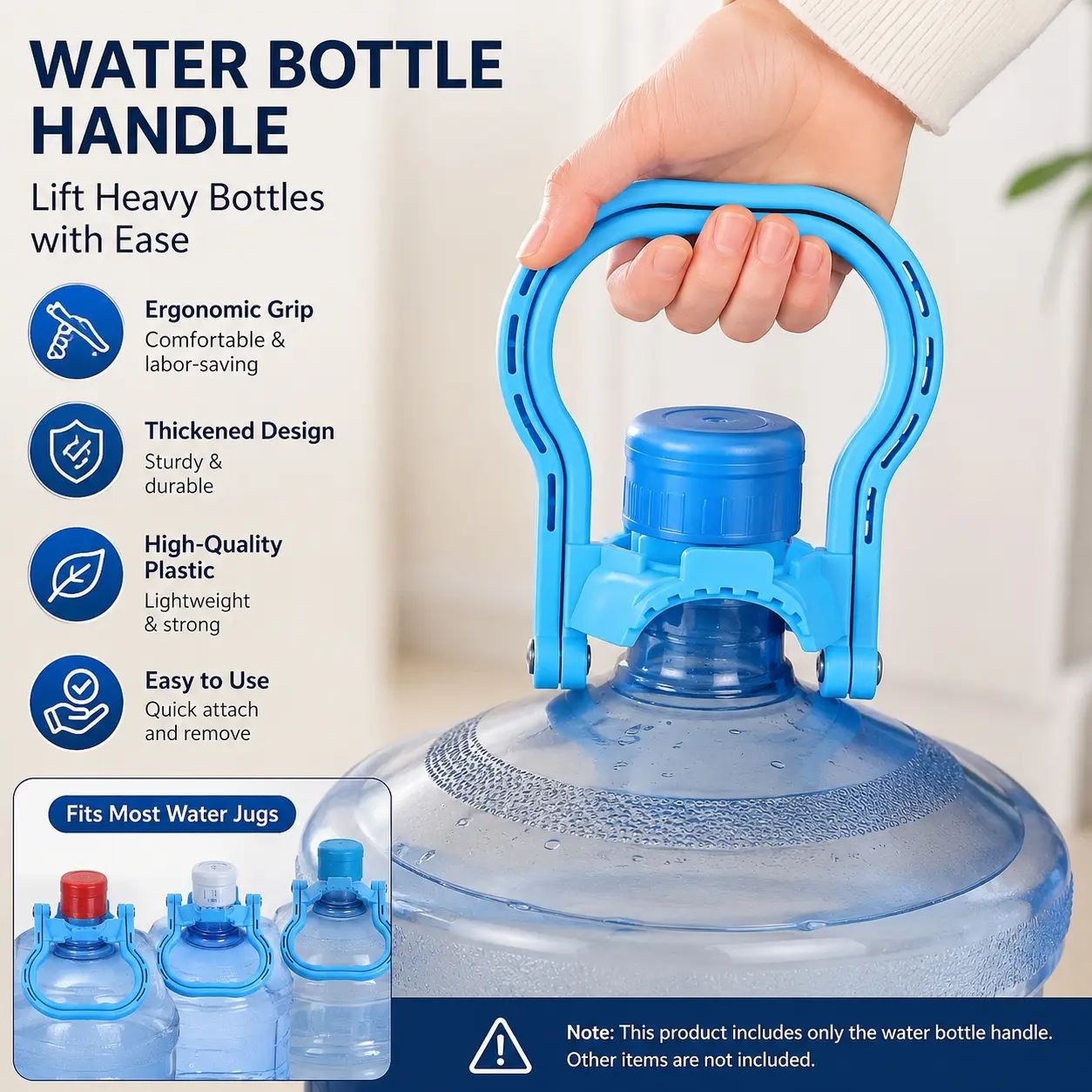 Portable Water Bottle Handle Carrier, Ergonomic Heavy-Duty Bottle Lifter with Comfortable Grip, Thickened Durable Plastic Water Jug Handle for Easy Carrying