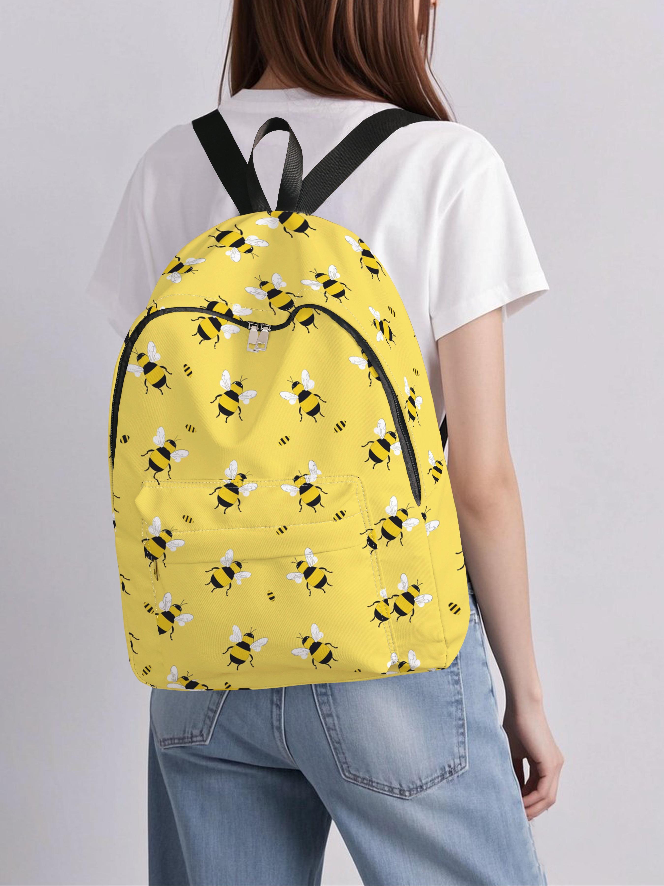 Bee Pattern Printed Backpack, Fun Design for Everyday Use, Spacious Storage for School, Business, Travel, All Season Casual Style