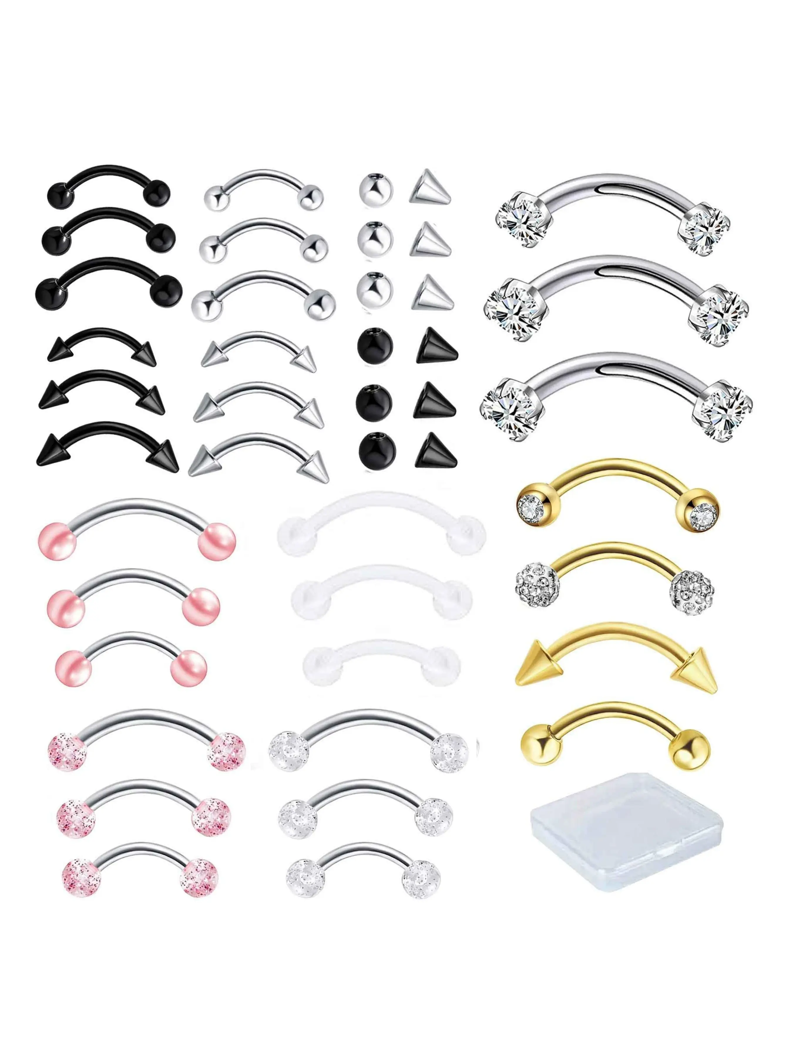 Eyebrow Piercing Jewelry Surgical Steel Curved Barbell Tiny Eyebrow Ring Vertical Labret Lip Jewelry Ear Rook Helix Conch Daith Earrings For Women Men 16g 6mm/8mm/10mm
