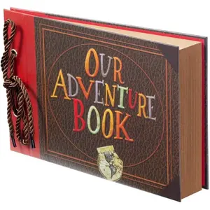 Scrapbook Photo Album,Our Adventure Book, Embossed Words Hard Cover Movie Up Travel Scrapbook for Anniversary, Wedding, Travelling, Baby Shower, etc (Adventure Book)