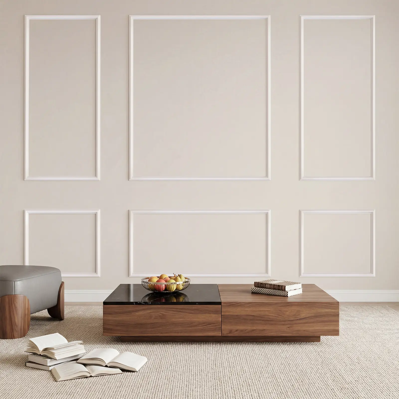 White Wall Molding Trim 6PCS – DIY Decorative Wainscoting Strips  – Pre-Cut Bilinear Frame for Living Room, Bedroom Accent Wall, Peel and Stick Border Trim Molding