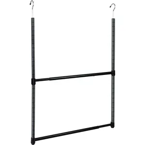 2-Tier Portable Adjustable Closet Hanger Rod, Black (ACR1545B)