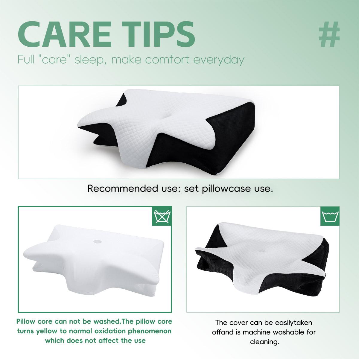 Memory Foam Neck Pillow, 1 Count Breathable Orthopedic Ergonomic Memory Foam Neck Pillow, Comfortable & Supportive Sleep Pillow for Side & Back Sleepers