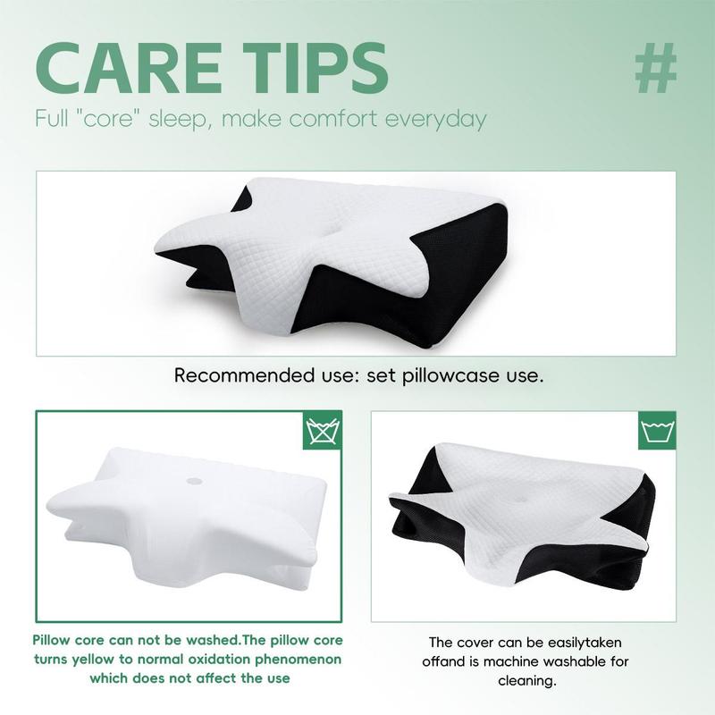 Orthopedic Memory Foam Neck Pillow, 1 Count Breathable Design Neck Pillow, Comfortable & Supportive Neck Pillow, Sleep Pillow for Side & Back Sleepers