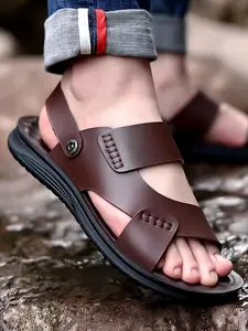 Premium Smooth Leather-Texture Dual-Way Sandals! Switch Between Sandals & Slides In Seconds, Instantly Upgrade Your Summer Look