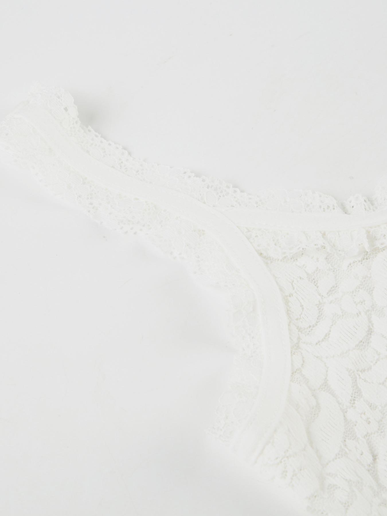 Women's Plain Floral Lace Bow Decor Crop Tank Top, Casual Fitted Sleeveless Sheer Top for Spring, Fashion Women's Top for Daily Wear