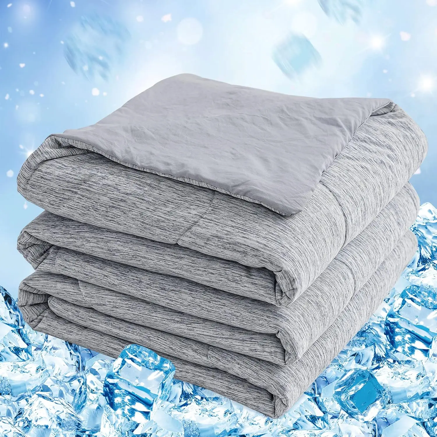 Cooling Comforter Twin Size, Cooling Blanket for Hot Sleeper, Q-Max 0.45 Arc-Chill Cooling Fiber, Cool Soft Thin Breathable Summer Blanket for Bed, Couch, (60" x 90", Grey)