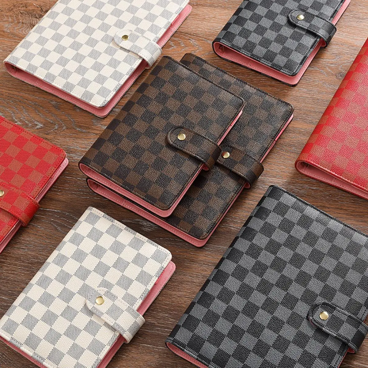 Plaid Pattern Faux Leather A5 Notebook, Detachable Refillable Inner Pages, Multi-Functional Storage, Ideal for Work & School Logs