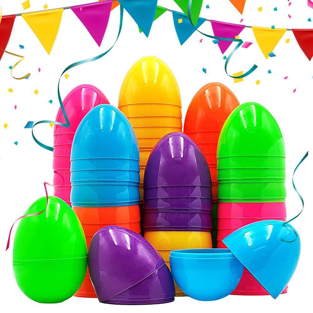 50Pcs Easter Empty Eggs Fillable Colorful Bright Easter Eggs Shell Toys Assorted Colors Easter Eggs Fake Eggs Easter Decoration