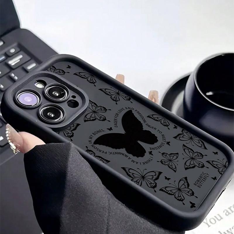Butterfly Pattern Phone Case, Decorative Phone Protector Cover, Anti-drop Cellphone Protective Case, Shockproof Mobile Phone Accessories Smartphone Compatible with iPhone Series