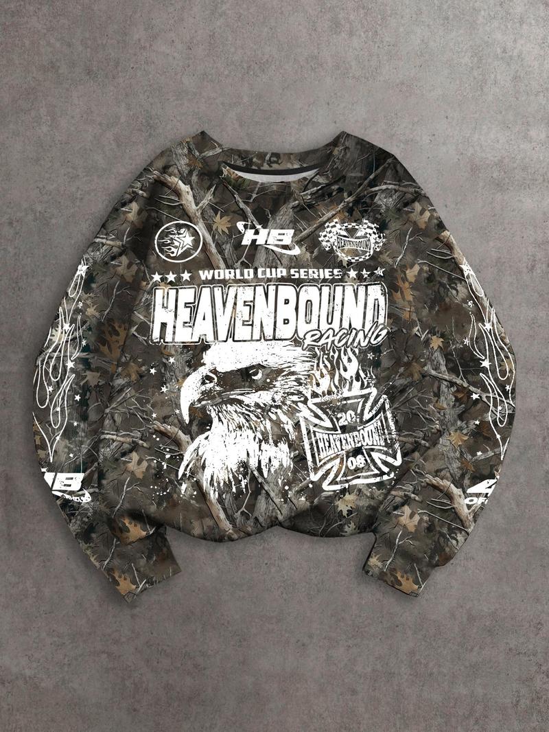 Unisex's All Over Plants Print Sweatshirt, Regular Fit Casual Long Sleeve Round Neck Pullover for Fall & Winter, Unisex's Clothes for Daily Wear