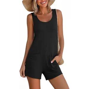 Womens Rompers Summer Casual Loose Sleeveless Overalls Shorts Jumpsuit 2026 Beach Vacation Outfits
