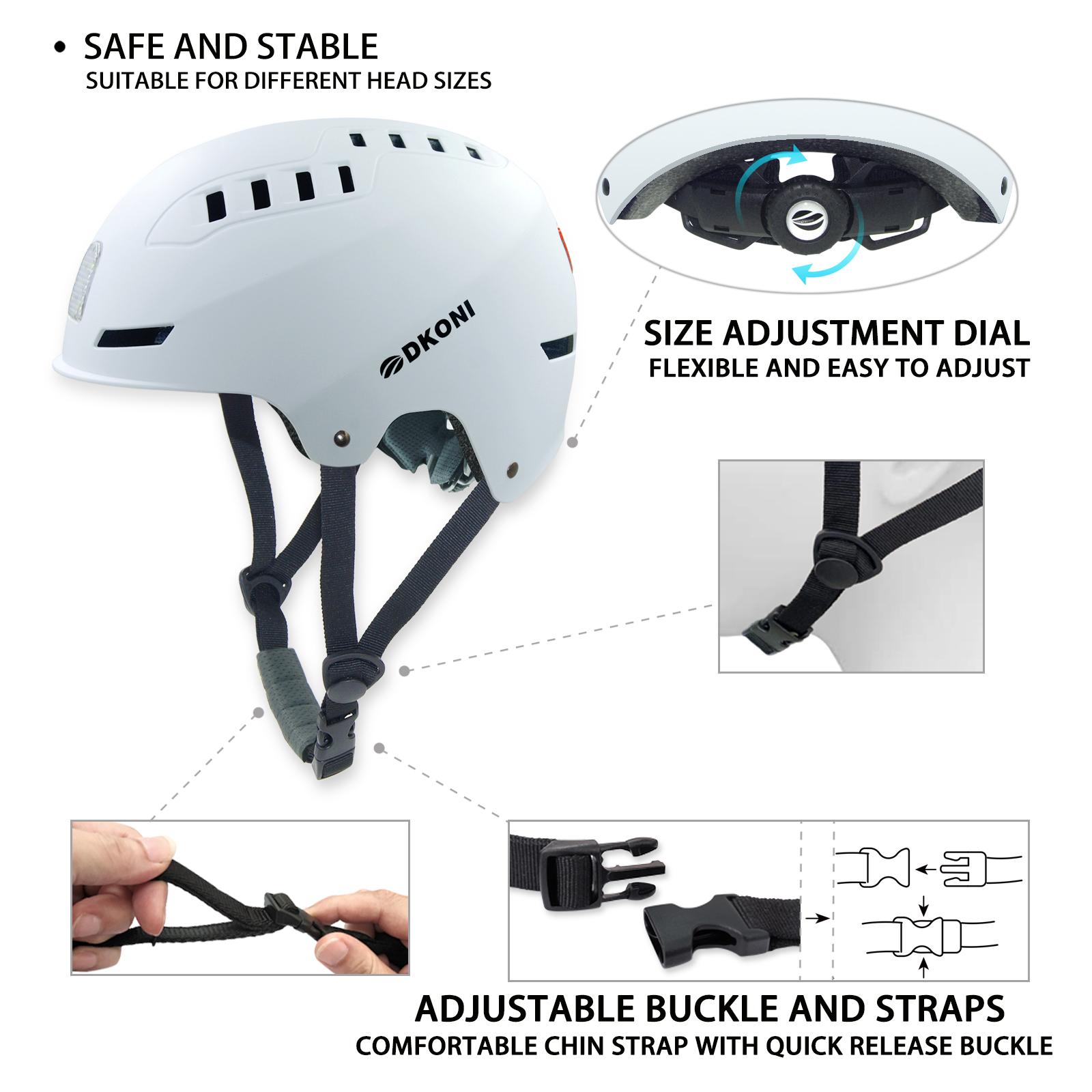 EBike Helmet with USB Rechargeable LED Lights - Adult Bicycle Commuter Helmet with Front & Back Safety Light