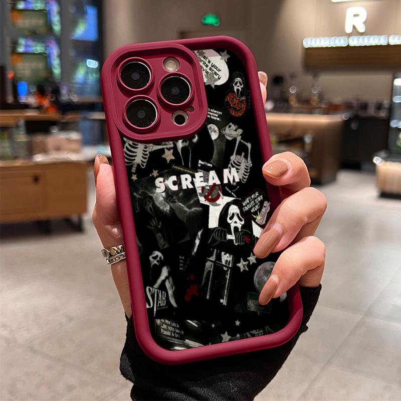 Ghost Face Killer Pattern Phone Case for iPhone 17 Pro Max 17 Air  15 Plus 16 Pro Max 14 13 12 11 XS XR E Style Pocket Friendly Shockproof Silicone Protective Soft Case