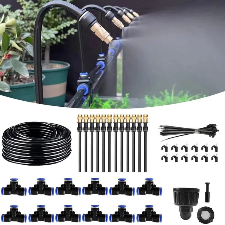 50FT Quick Connector Automatic Drip Irrigation Kit, Garden Watering System , Drippers Quick Hose Connect, Emitters, Adjustable Nozzles, Spray Nozzles for Lawn Raised Bed