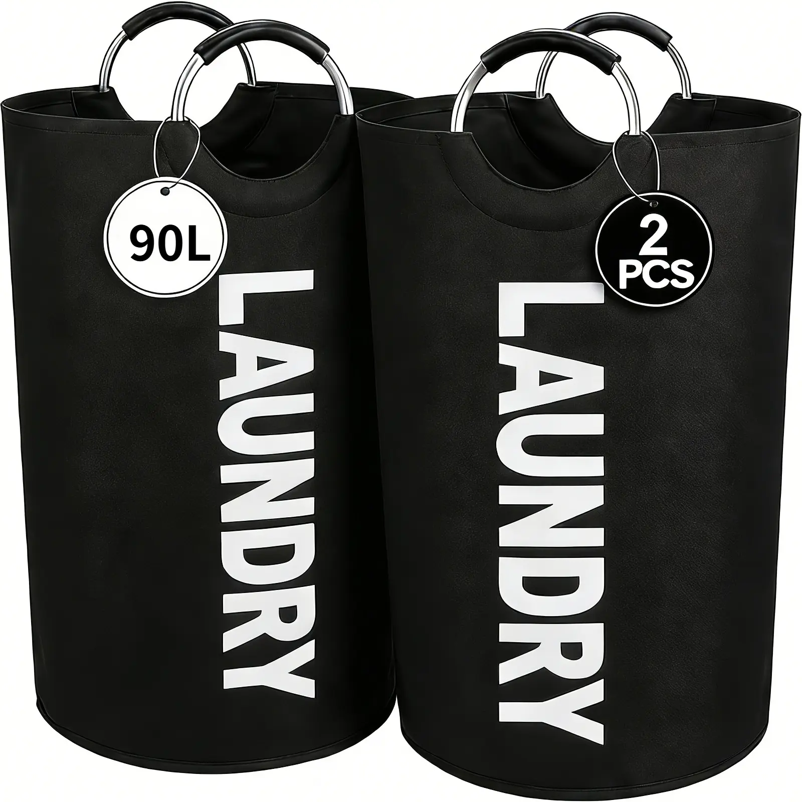 2-Pack Extra-Large Capacity Laundry Basket Set — Durable, Waterproof Oxford Cloth Foldable Laundry Bags, Foldable Laundry Hamper; Ideal for Home Laundry and Dirty Clothes Storage; Premium Upright Storage Baskets for Spring and Summer Clothing.