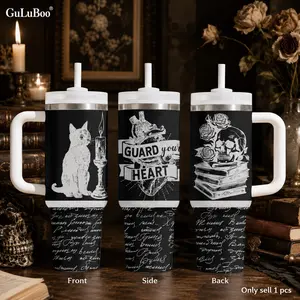Gothic Inspirational Quote Vacuum Flasks 40oz Stainless Steel Tumbler with Handle & Straw – Vacuum Insulated Travel Mug, Keeps Drinks Cold Up to 24H, Leak-Resistant Cup for Iced Coffee, Water, Gym, Office & Travel