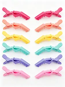 12 Pcs Hair Clips Set, Non-Slip Head Design, Durable Plastic Salon Hair Clips, Wide Teeth Dual Hinge, Professional Hair Styling Tools
