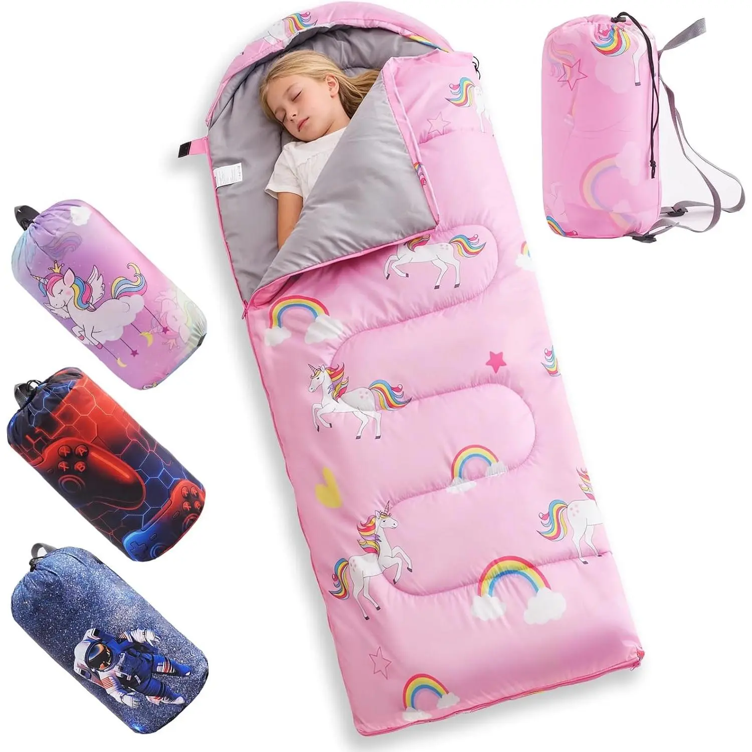 Kids Sleeping Bag - 50-77℉ 3-Season Waterproof Sleeping Bag for Boys & Girls, Lightweight 2.2 lbs Camping Gear with Compression Bag Ideal for Camping, Hiking, Indoor