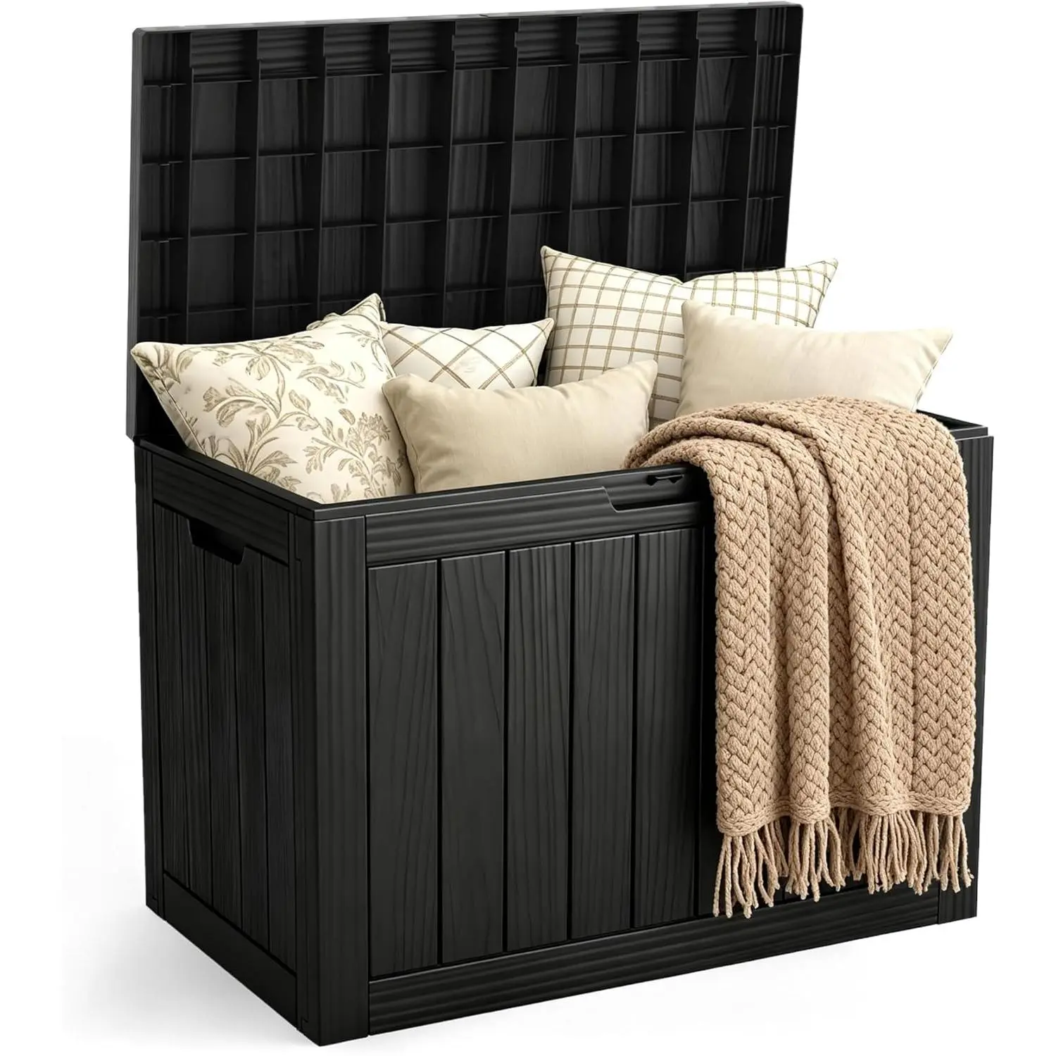 Outdoor Storage Box, 50 Gallon Waterproof Lockable Patio Storage Bins for Package Delivery, Porch Garden Tools Cushions, Anti-Theft Weatherproof UV-Resistant Parcel Drop Box