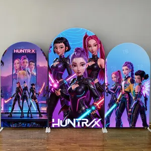 Sci-Fi Neon Light Saber Arch Backdrop Cover Set for Futuristic Birthday Party