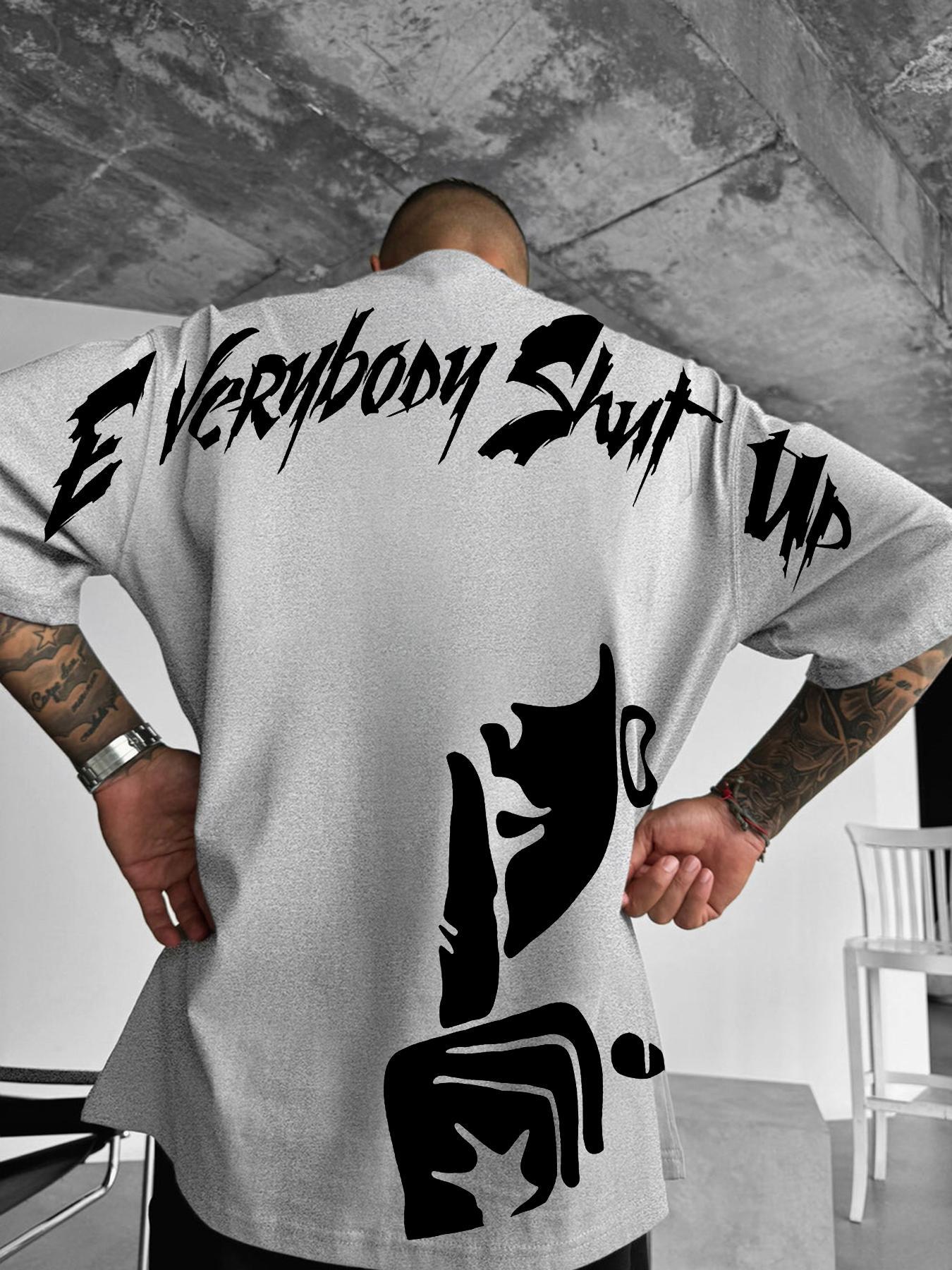 Men's Letter & Figure Print Drop Shoulder Tee, Loose Casual Streetwear Street Fashion Soft Comfy Round Neck Short Sleeve T-shirt for Daily Wear, Men's Clothes for All Seasons, Casual Streetwear Top