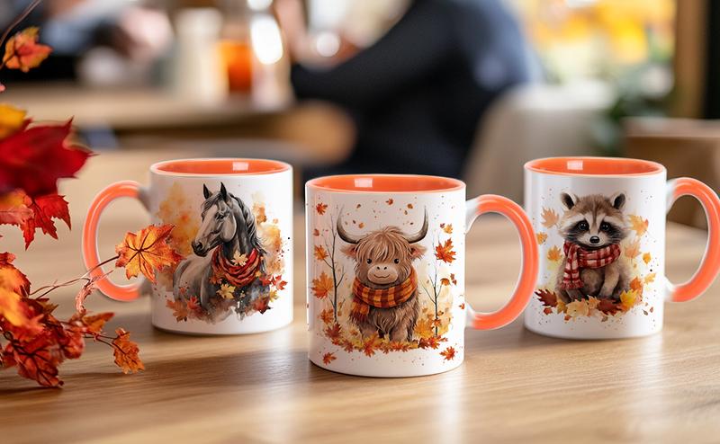 Fall Highland Cow Maple Leaves Coffee Mug - Birthday Gifts For Cow Lovers - Fall Autumn Decor Gifts For Farmhouse Thanksgiving - Highland Cows Gift - 11oz White Ceramic Coffee Tea Mug Drinkware Cup